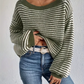 Olivgrün - strickpullover mit abgesenkten schultern