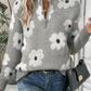 Margaret| pullover mit blumenmuster und halbem reißverschluss