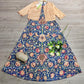 Mila – kaffeefarbenes midikleid mit halben armeln und aufdruck