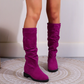 Runde zehenstiefel mit mittlerer schafthöhe für damen