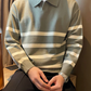 Ezekiel – gestreifter strickpullover mit kragen für herren