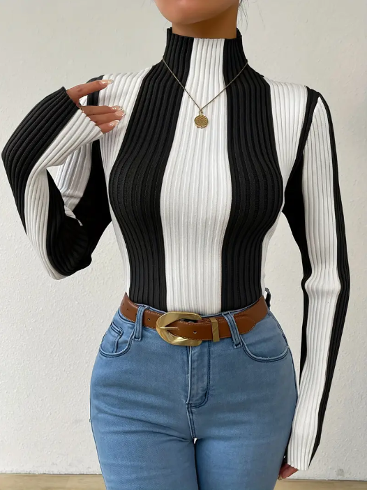 Julee – gestreifter rollkragenpullover