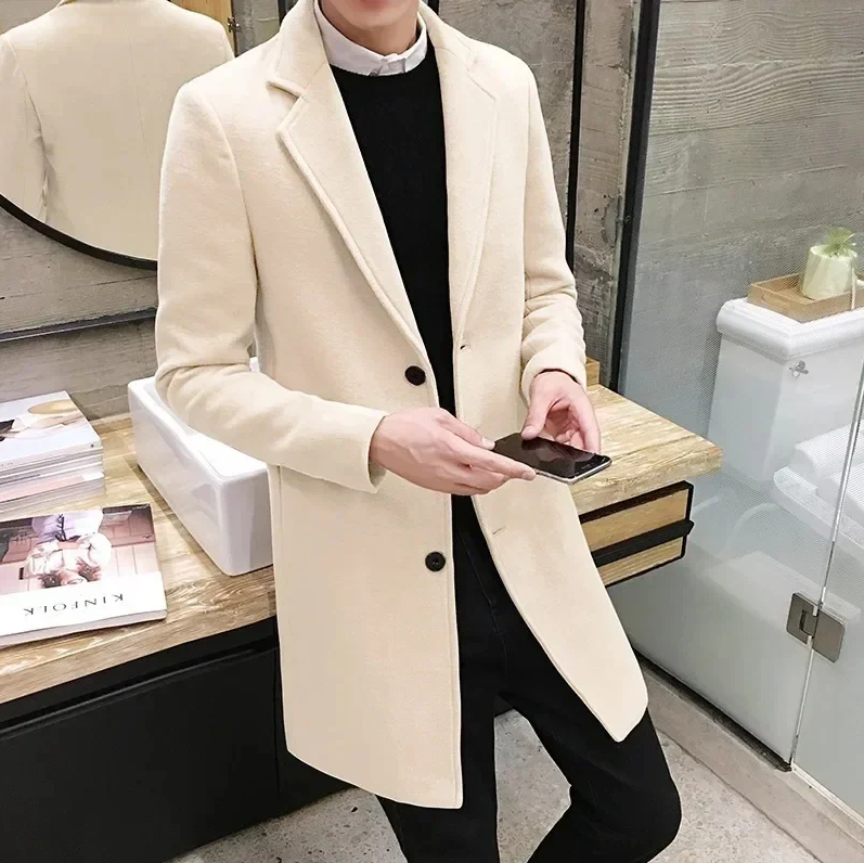 Herren wollmantel, elegante businessjacke - büro und freizeit