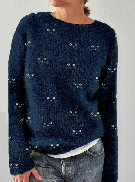 Pyper – gestrickter pullover mit aufdruck