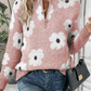 Margaret| pullover mit blumenmuster und halbem reißverschluss