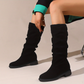 Runde zehenstiefel mit mittlerer schafthöhe für damen