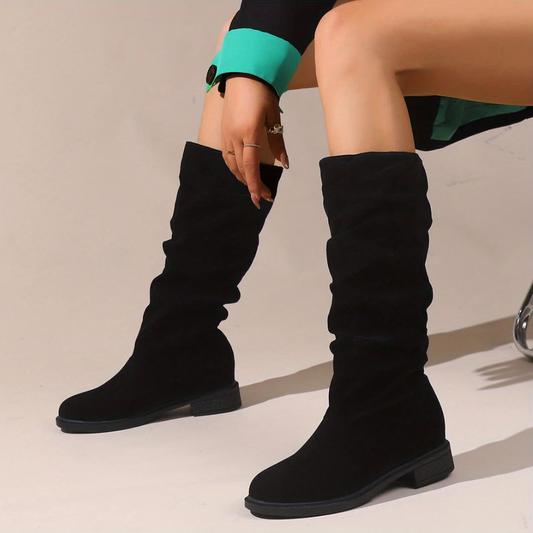 Runde zehenstiefel mit mittlerer schafthöhe für damen