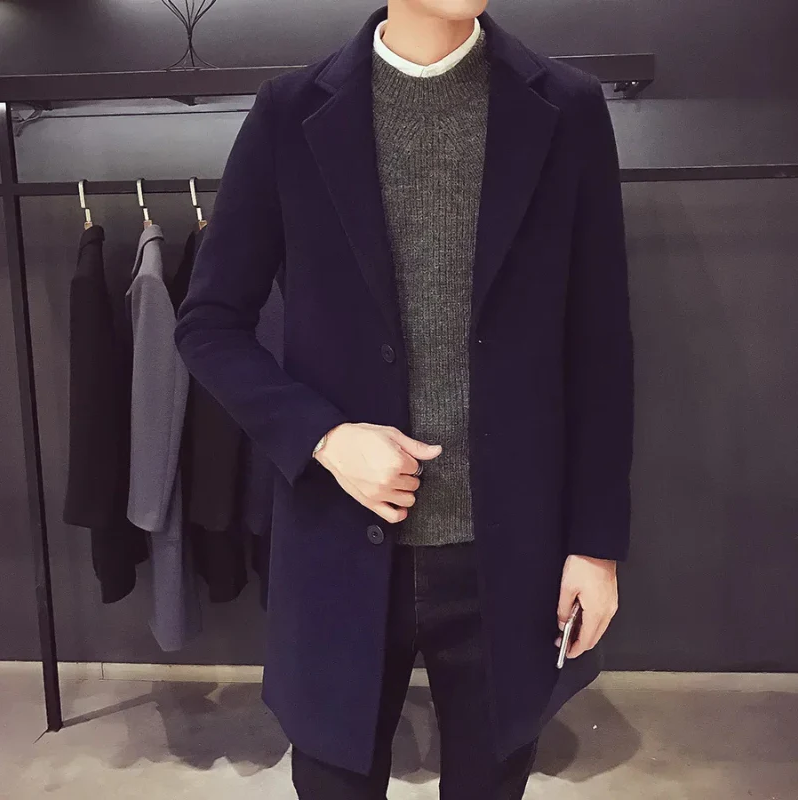 Herren wollmantel, elegante businessjacke - büro und freizeit