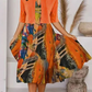 Harper – orangefarbenes midikleid mit halben armeln und v-ausschnitt