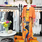 Harper – orangefarbenes midikleid mit halben armeln und v-ausschnitt