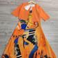 Harper – orangefarbenes midikleid mit halben armeln und v-ausschnitt