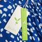 Isabella – blau bedrucktes midikleid mit rundhalsausschnitt