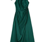 Victoria – rüschen-maxikleid für damen aus grünem satin