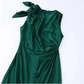 Victoria – rüschen-maxikleid für damen aus grünem satin