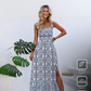 Aria – blaues, ärmelloses maxikleid mit trägern