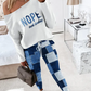 Natalie – set aus oberteil und hose mit aufdruck „not today“.