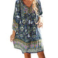 Emma – locker sitzendes kurzes boho-kleid mit blumendruck