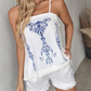 Olivia – set aus trägershirt und shorts mit tribal-print und quastenbesatz