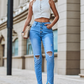 Grace – zerrissene jeanshose mit cut-outs für frühling/sommer