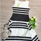 Lily – gestreiftes, schwarzes, apricotfarbenes kleid mit blockausschnitt