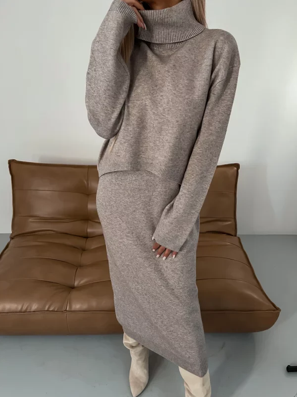Aida - kuscheliges, modernes strick-herbst-winter-set für damen