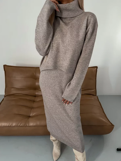 Aida - kuscheliges, modernes strick-herbst-winter-set für damen