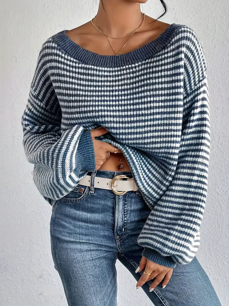 Athena - strickpullover mit abgesenkten schultern