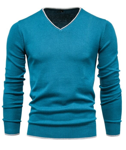 Slim-Fit-Pullover aus Sterlingsilber mit V-Ausschnitt
