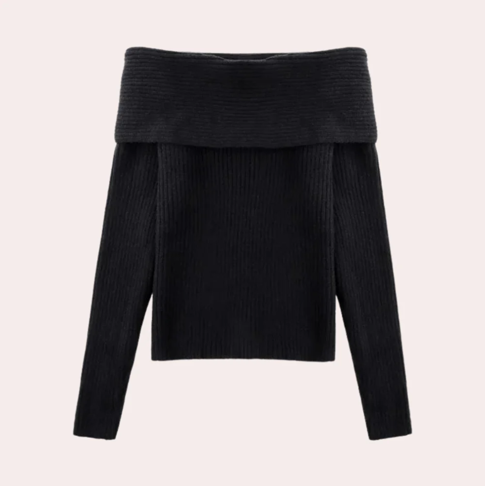 Leorina – stylischer off-shoulder-pullover für damen mit elegantem strickmuster