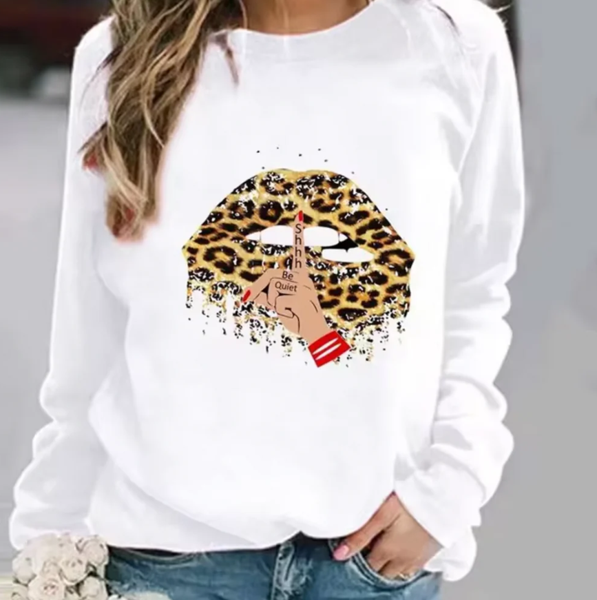 Halia – baumwollpullover mit lippendruck