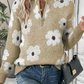 Margaret| pullover mit blumenmuster und halbem reißverschluss