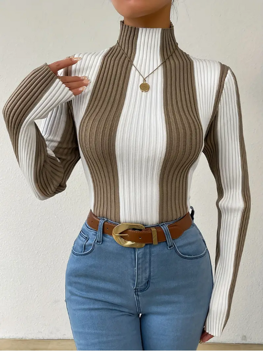 Julee – gestreifter rollkragenpullover