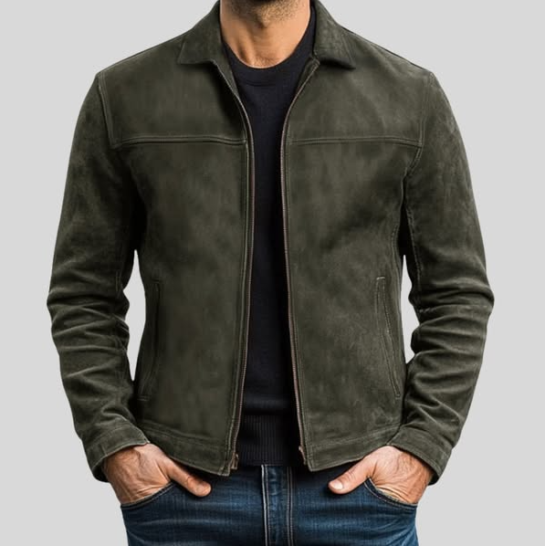 Fynn - lederjacke mit reibverschluss