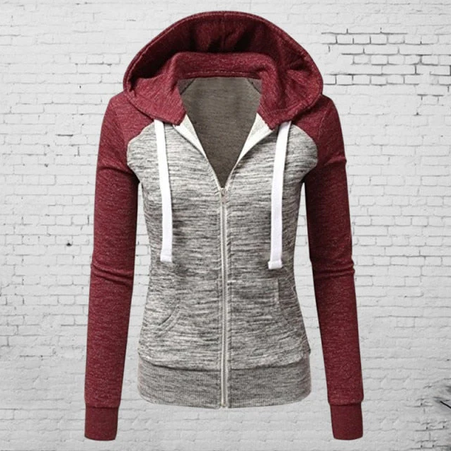 Athena - jacke mit langen armeln, kapuze und reibverschluss