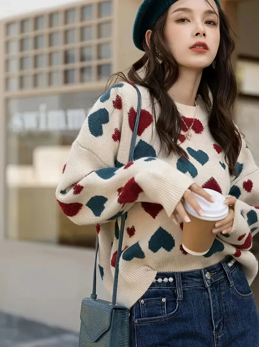 Vinny – wollpullover mit herzmuster