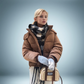 Braune daunenjacke mit kapuze