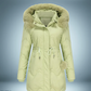 Bunter parka mit pelzkragen