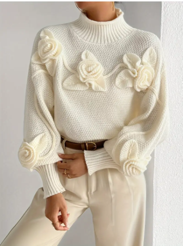 Rollkragenpullover von amihan mit blumendruck