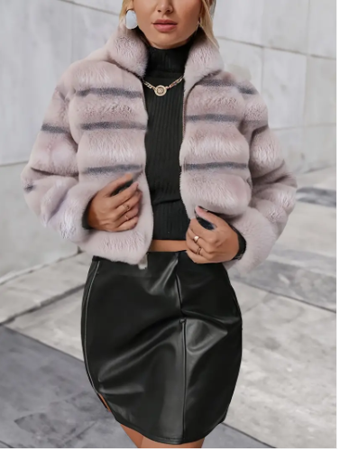 Alejandra kunstpelzjacke mit reißverschluss