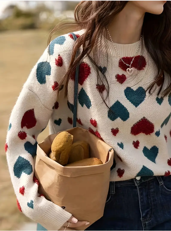 Vinny – wollpullover mit herzmuster