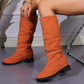Runde zehenstiefel mit mittlerer schafthöhe für damen