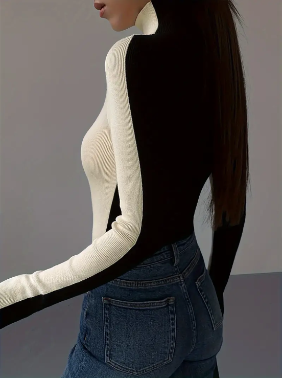 Joie – stylischer rollkragenpullover mit farbblock-design