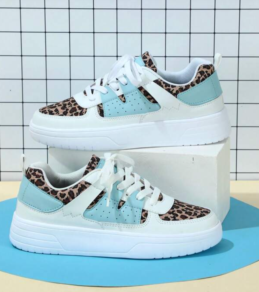 Sneaker für Damen mit Leopardenmuster und blau