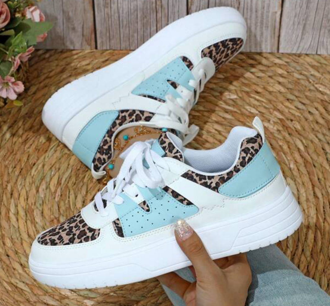 Sneaker für Damen mit Leopardenmuster und blau