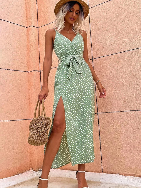 Zoe - khakifarbenes maxikleid