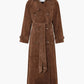 Trenchcoat aus Wildleder – braun – zweireihig – langer Trenchcoat – Damenmäntel-Leyna Moda