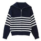 Gestreifter pullover mit reibverschluss