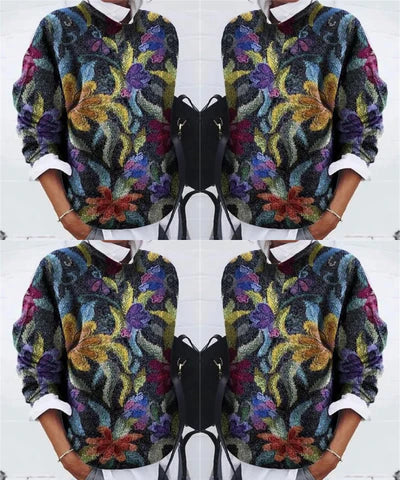 Modischer geblümter pullover
