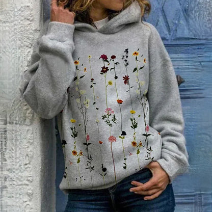 Elle - felpa mit cappuccio mit blumendruck