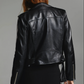 Schwarz Lederjacke für Damen